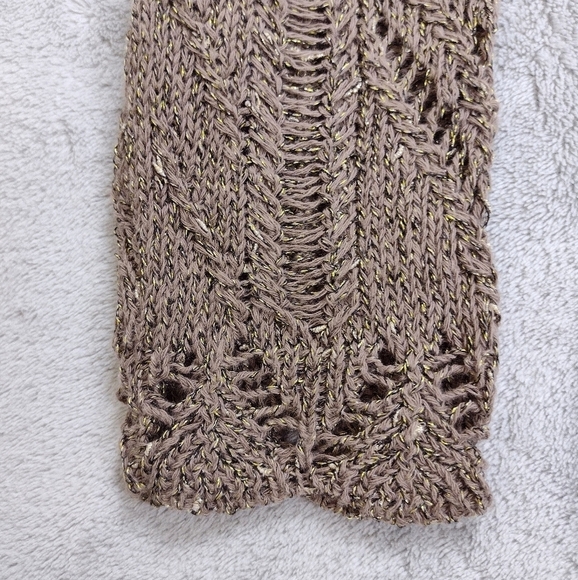 Soft Surroundings Tan Metallic Pointelle Pullover Sweater Sz S - Picture 5 of 12